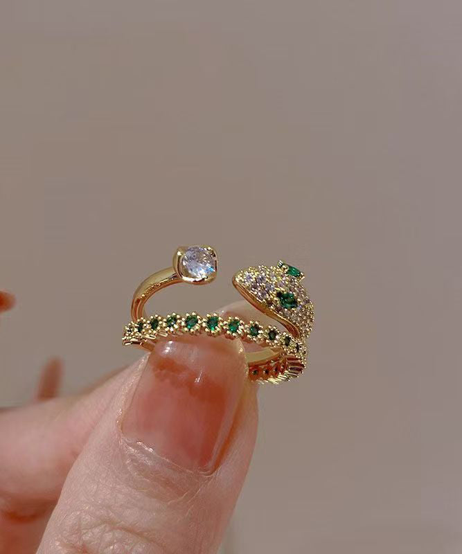 Silver Zircon Gem Fashion Sterling Two-Piece Set Stone Open Rings Overgild Gold