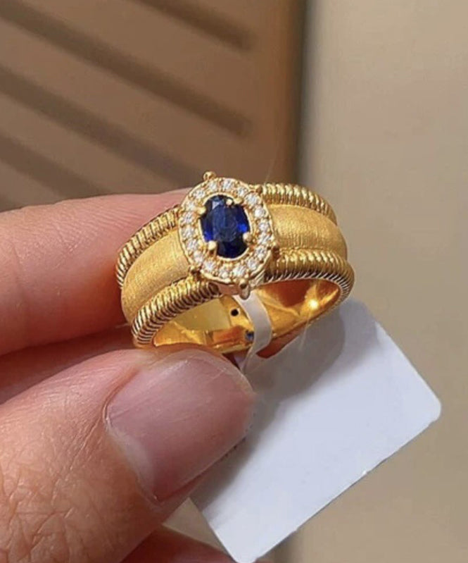 Fashion Rings Silver Open Zircon Gold Overgild Sterling