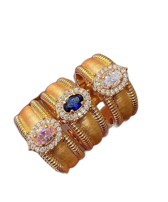 Fashion Rings Silver Open Zircon Gold Overgild Sterling