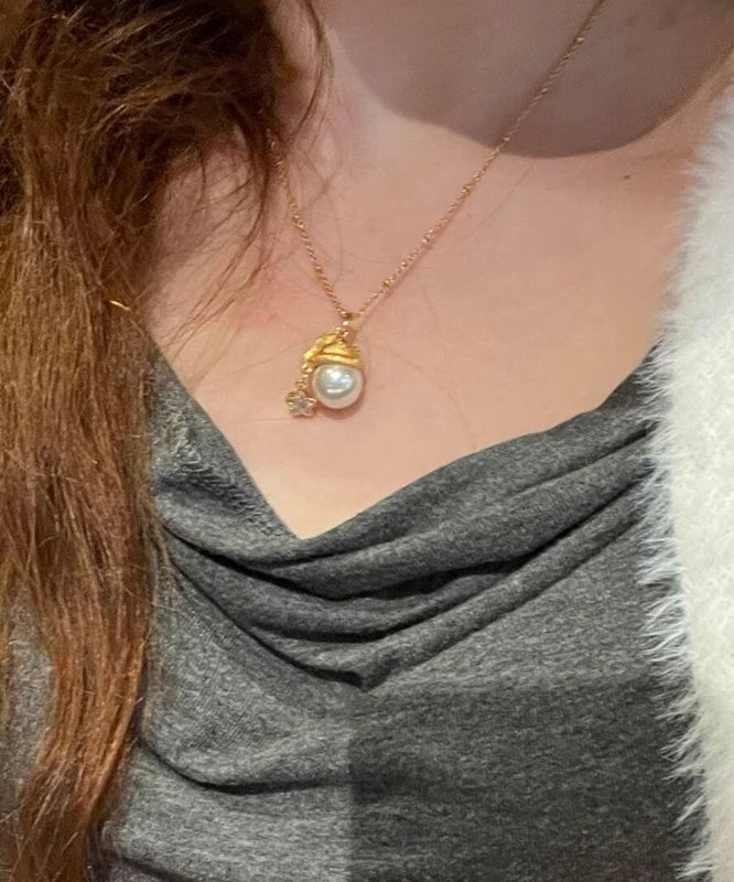 Sterling Silver Gold Zircon Fashion Santa's Star Overgild Pearl