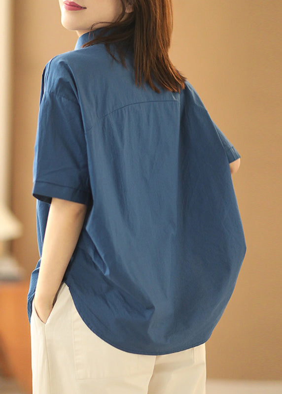 Cotton Patchwork Summer Pan Collar Peter Fashion Khaki Shirts