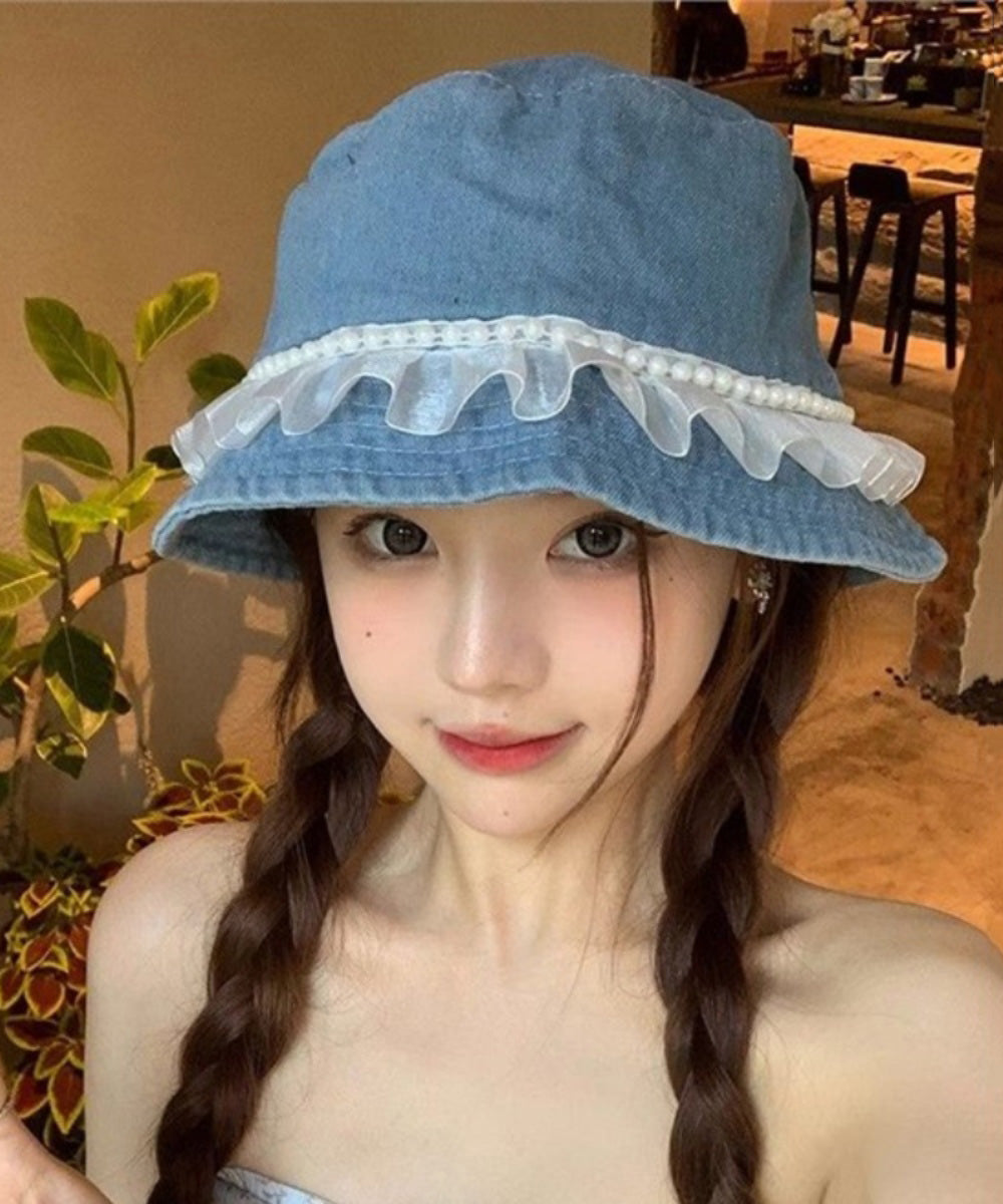 Lace Fisherman Nail Bead Denim Fashion Hat Versatile