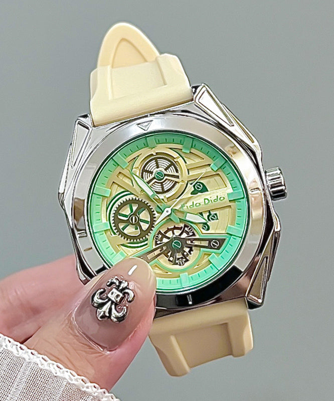 Green Hollow Light Quartz Rubber Silicone Movement Fashion Out