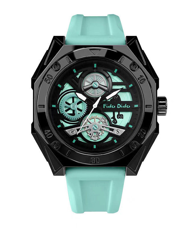 Green Hollow Light Quartz Rubber Silicone Movement Fashion Out
