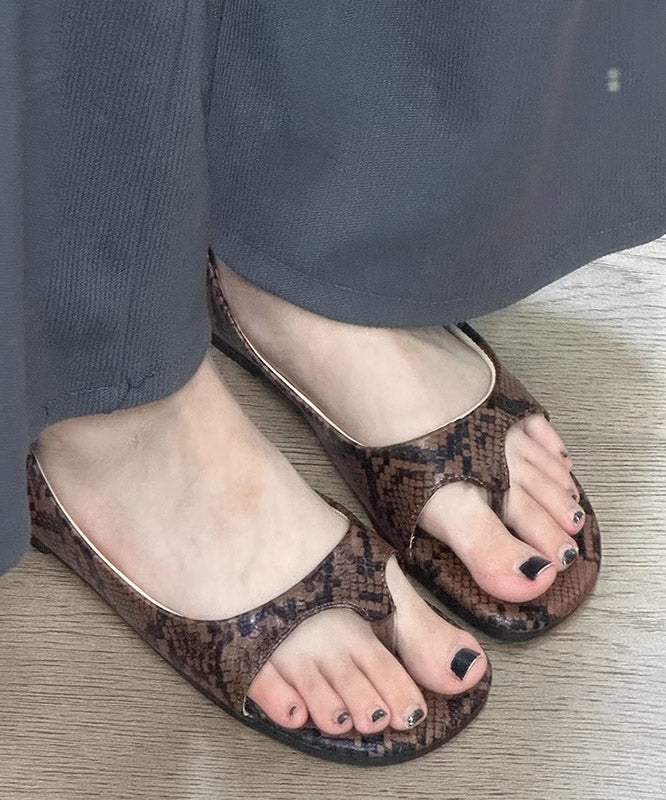 Leopard Fashion Thong Leather Faux New Sandals