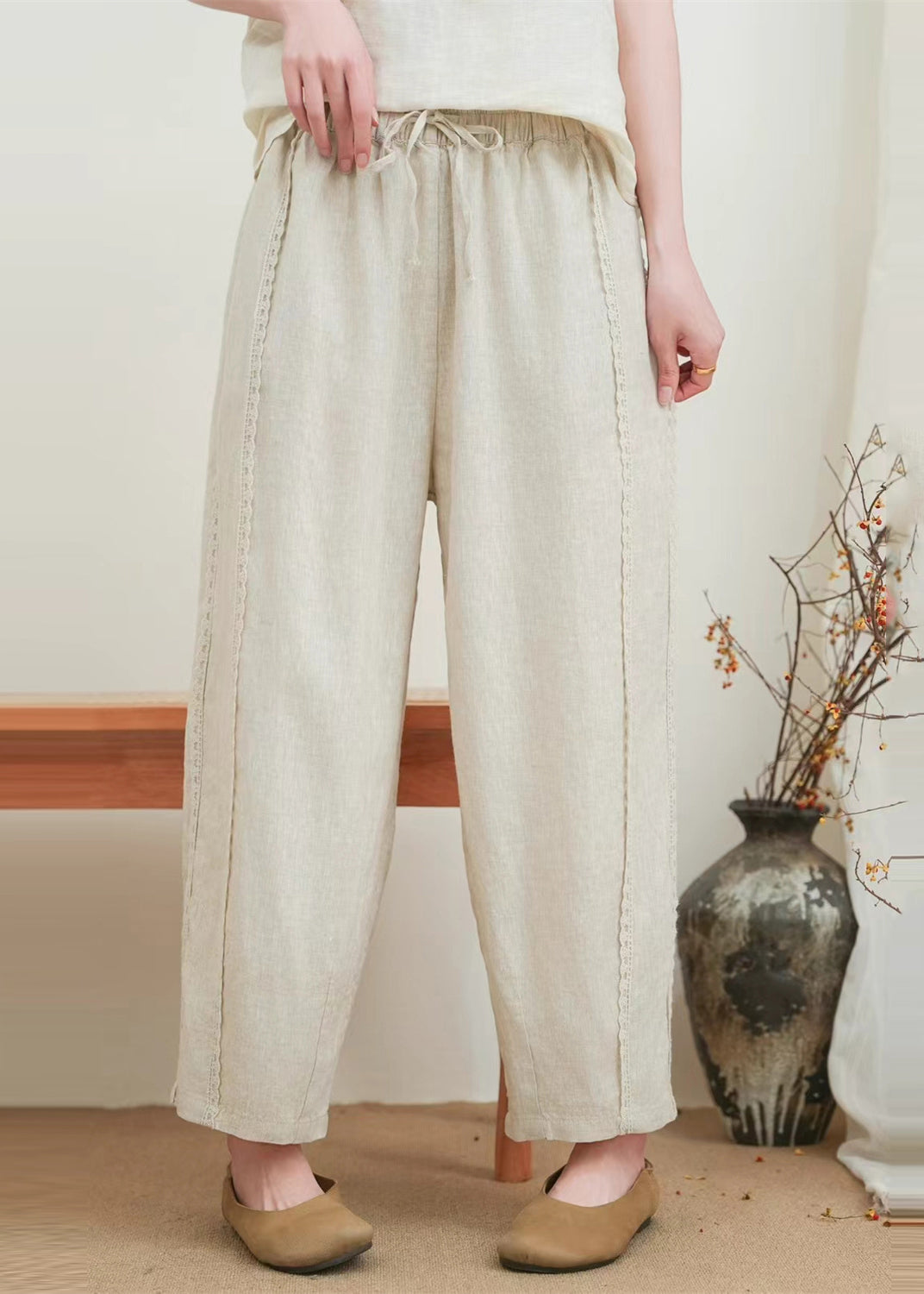 Pants Lace Oversized Summer Orange Patchwork Fashion