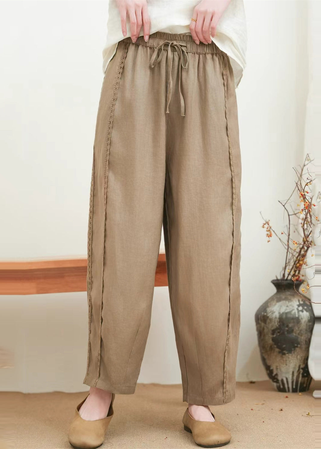 Pants Lace Oversized Summer Orange Patchwork Fashion