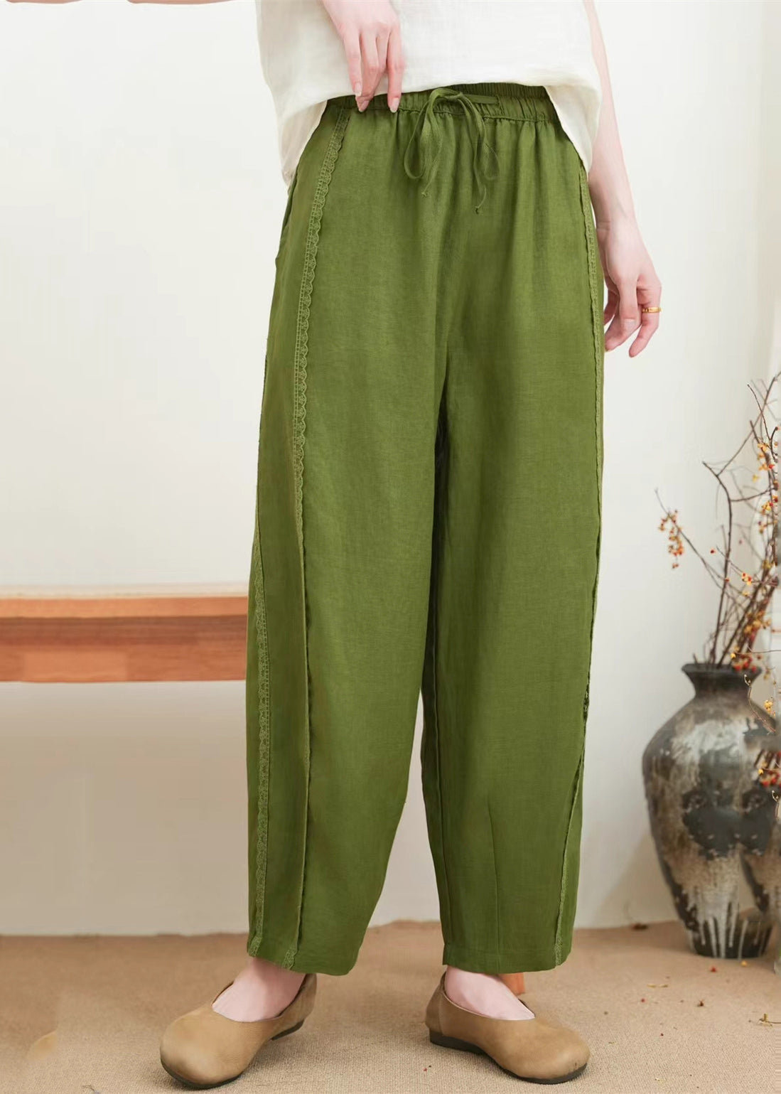 Pants Lace Oversized Summer Orange Patchwork Fashion