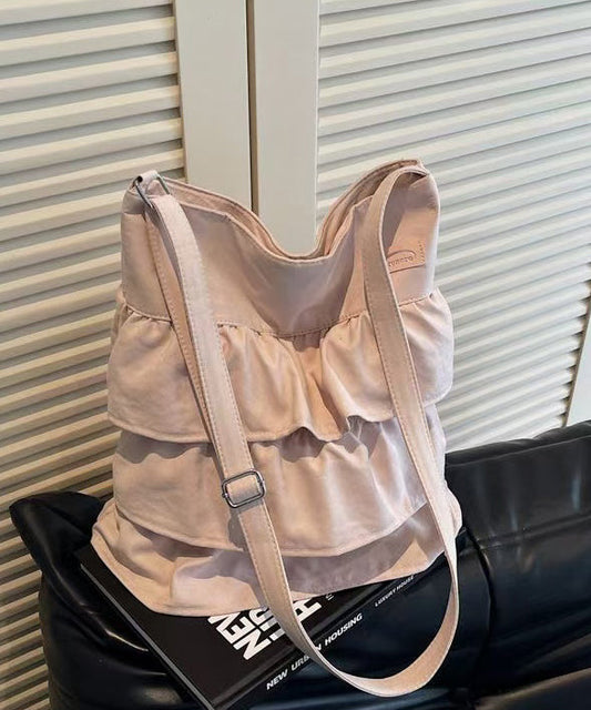 Pink Bags Canvas Patchwork Shoulder Fashion Ruffled