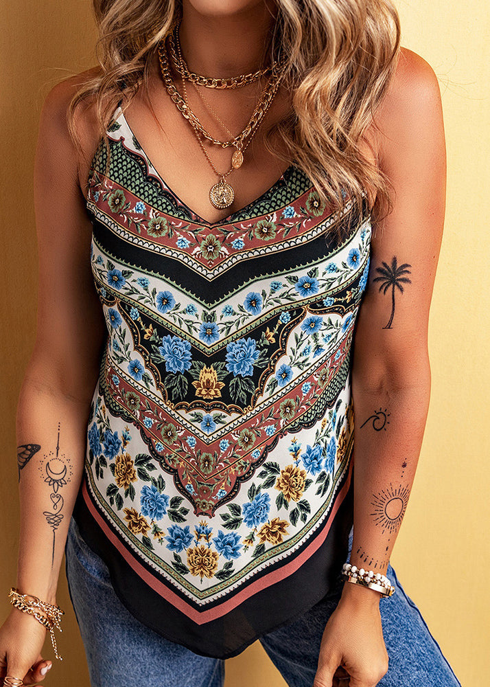 Pink Sleeveless V Fashion Neck Vest Print