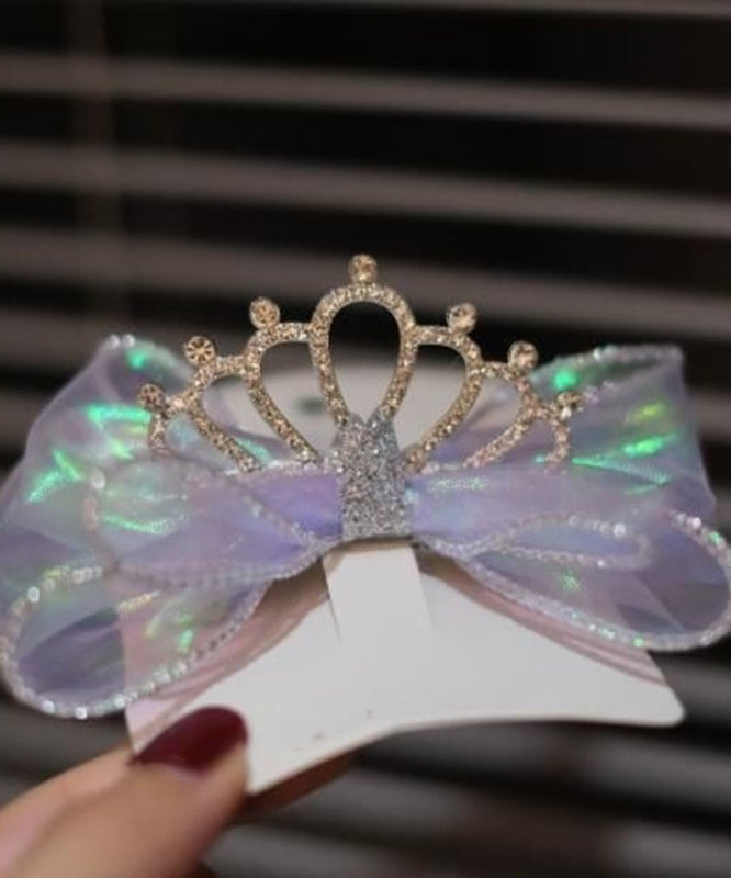 Fashion Purple Alloy Zircon Bow Girls Hairpin YG028