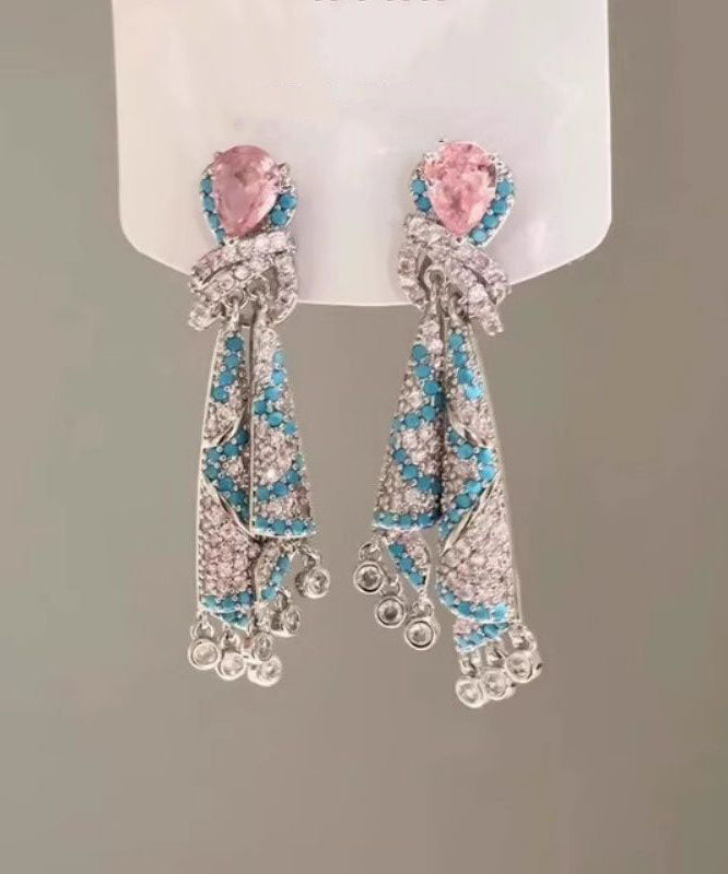 Silk Fashion Earrings Alloy Rainbow Drop Tassel Zircon