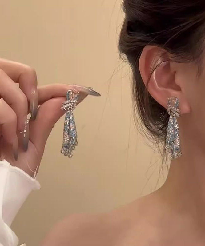 Silk Fashion Earrings Alloy Rainbow Drop Tassel Zircon