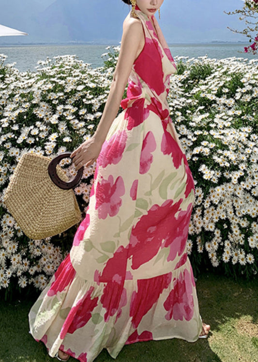 Dresses Backless Summer Long Fashion Vacation Bow Red