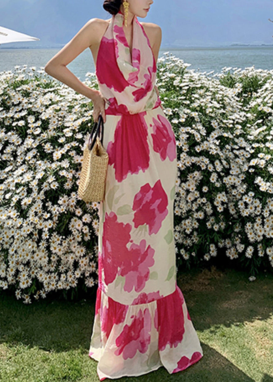 Dresses Backless Summer Long Fashion Vacation Bow Red