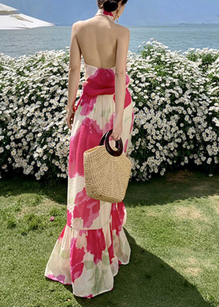 Dresses Backless Summer Long Fashion Vacation Bow Red