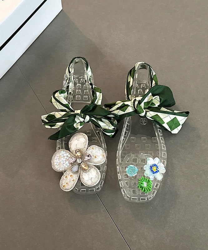 Flats Out Flower Hollow Shoes Fashion Red Square Toe