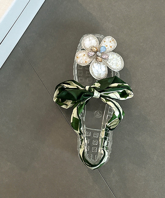 Flats Out Flower Hollow Shoes Fashion Red Square Toe