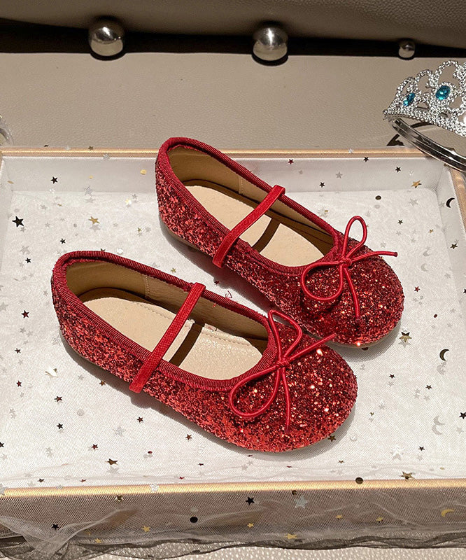 Sequins Kids Up Penny Lace Loafers Fashion Red