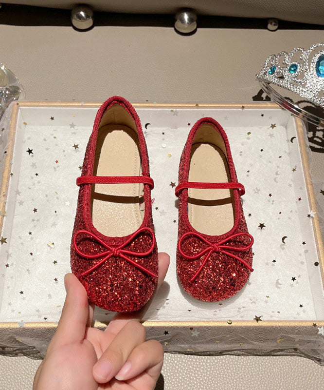 Sequins Kids Up Penny Lace Loafers Fashion Red