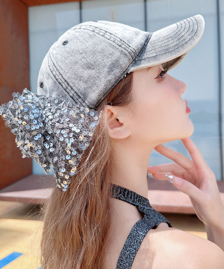 Versatile Sequin Hat Flower Baseball Rhinestone Bow Cap Fashion