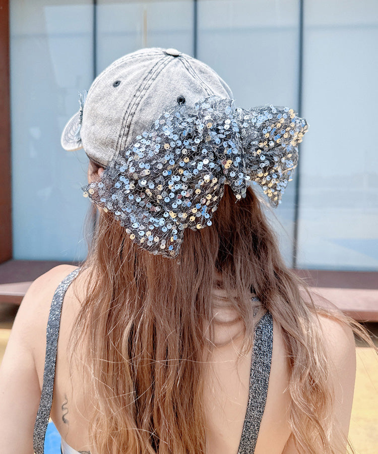 Versatile Sequin Hat Flower Baseball Rhinestone Bow Cap Fashion