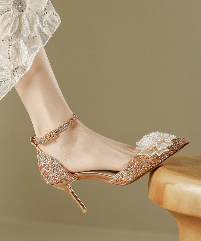 Stiletto Pointed High Fashion Sequins Toe Splicing Silver Heels