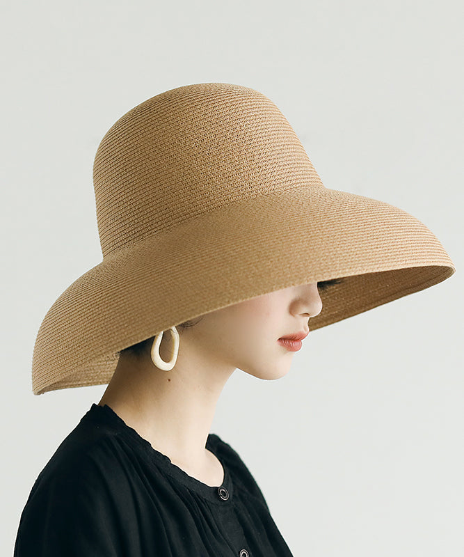 Bucket Woven Large Straw Khaki Hat Versatile Eaves Fashion