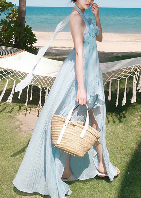 Cotton Patchwork Ruffled Dresses Asymmetrical White Fashion