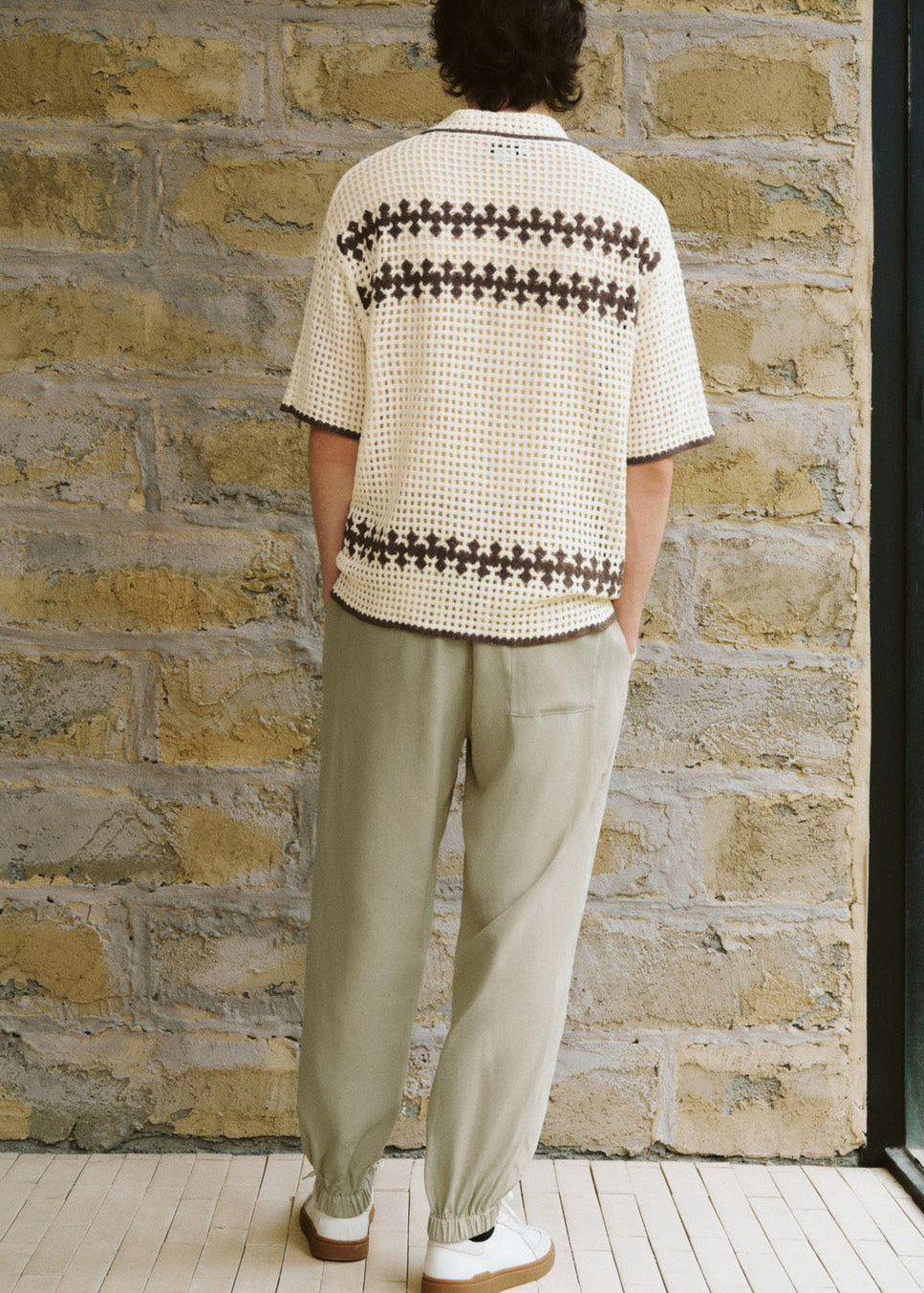 Knit Fine Out Summer Polo Hollow Apricot Men Shirt