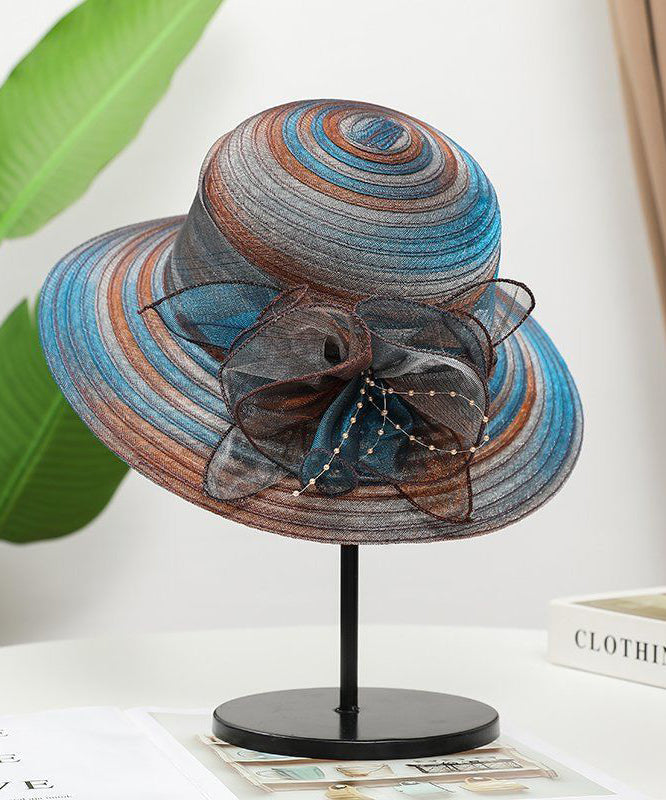 Blue Hat Organza Floppy Floral Fine Sun