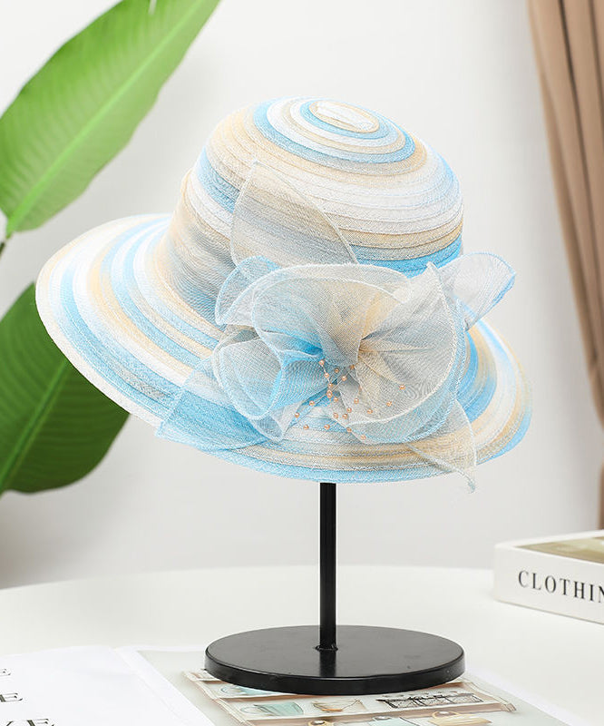 Blue Hat Organza Floppy Floral Fine Sun