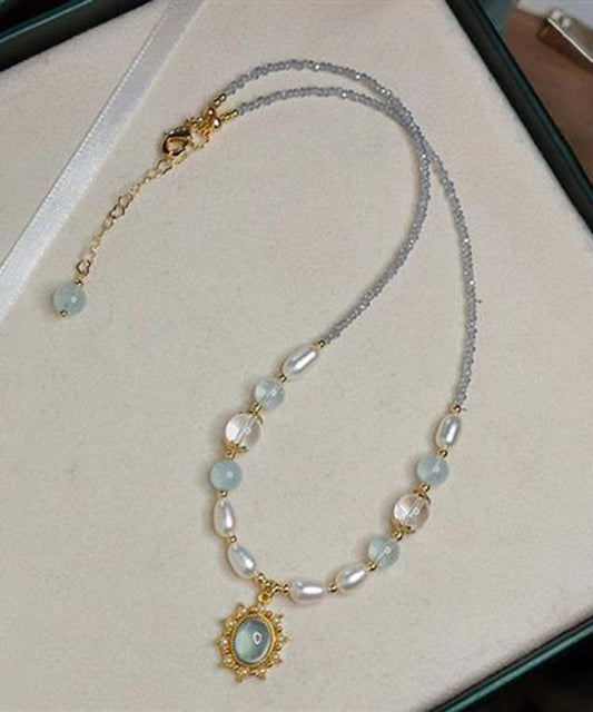 Alloy Fine Pendant Colorblock Crystal Necklace Pearl