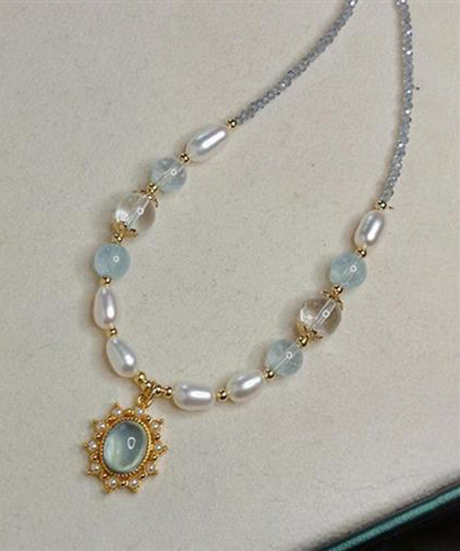 Alloy Fine Pendant Colorblock Crystal Necklace Pearl