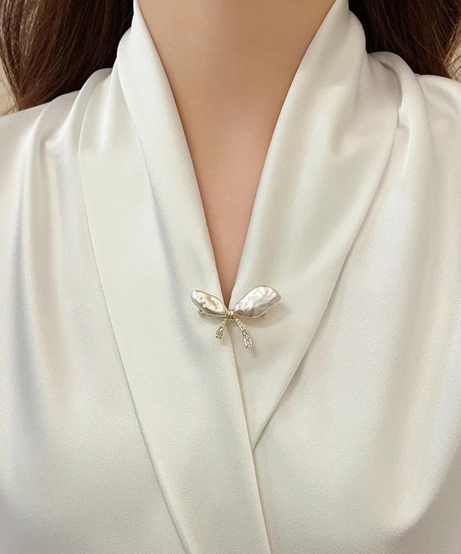 Fine Gold Copper Alloy Asymmetric Bow Brooches YD031