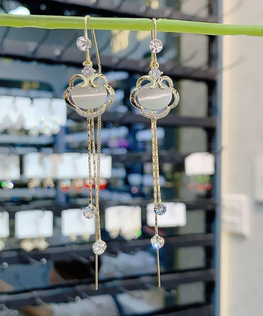 Fine Copper Eye Zircon Stone Cat's Lock Gold Safety Drop Tassel