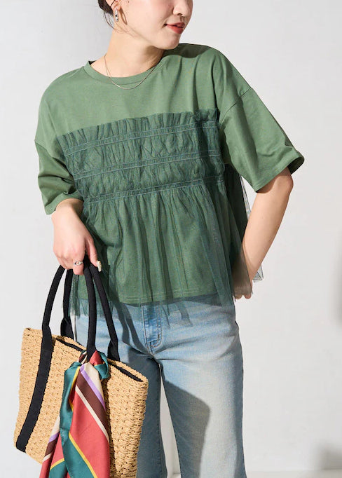 Oversized Patchwork Summer Tanks Fine Green Tulle