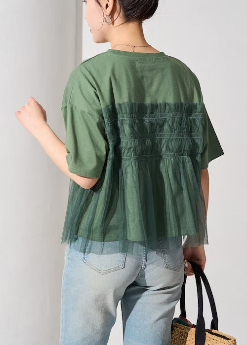 Oversized Patchwork Summer Tanks Fine Green Tulle