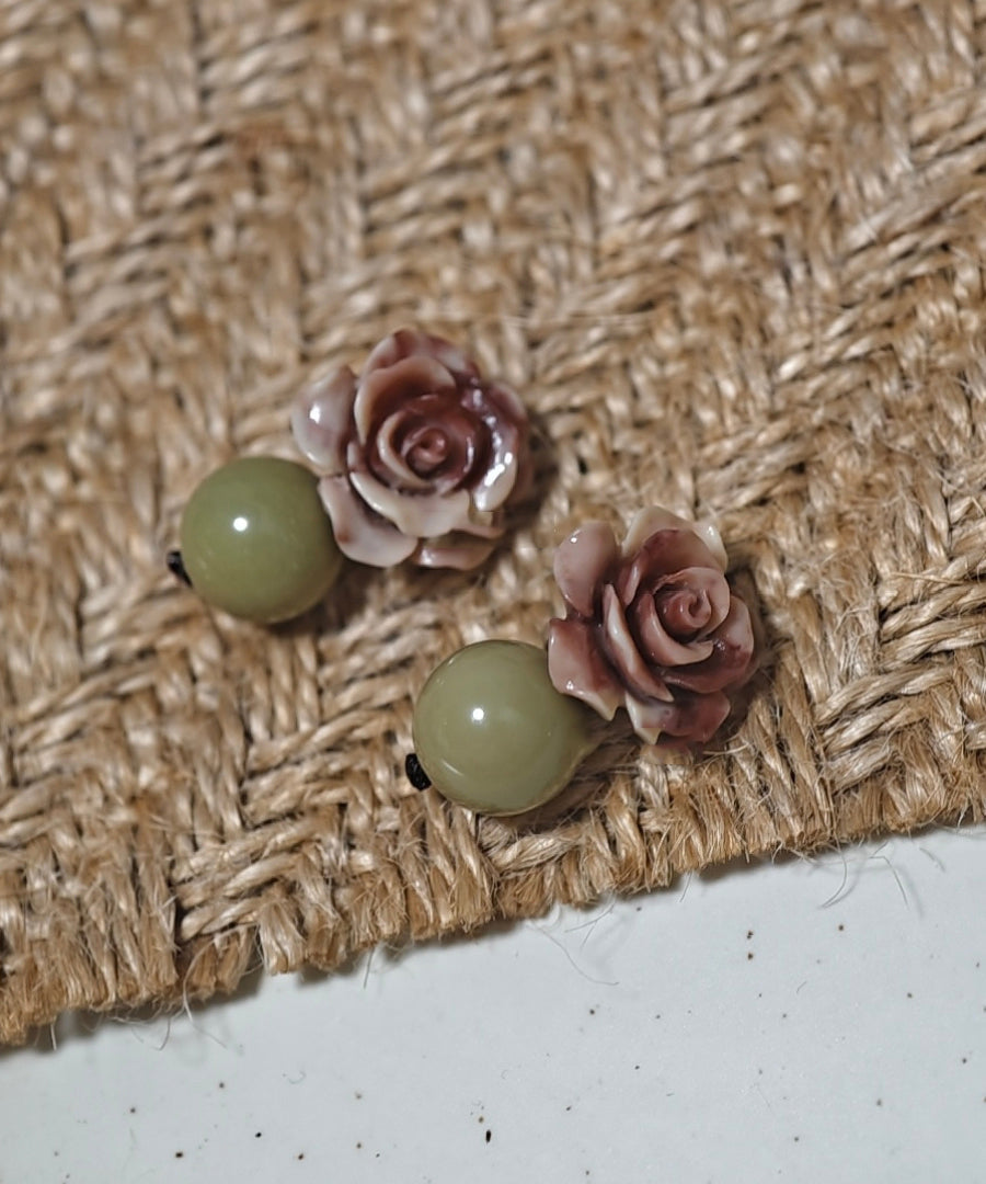 Floral Green Earrings Shell Fine Light Dye Drop Copper Tie Alloy