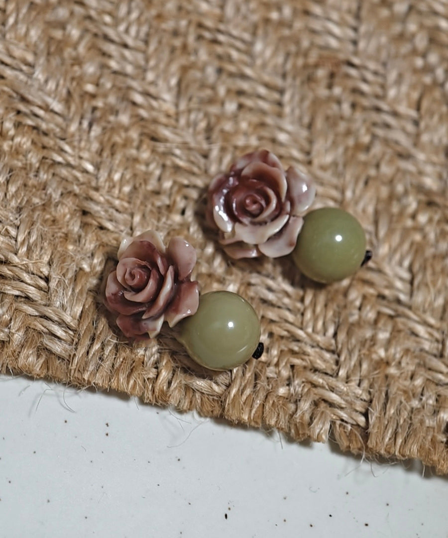 Floral Green Earrings Shell Fine Light Dye Drop Copper Tie Alloy