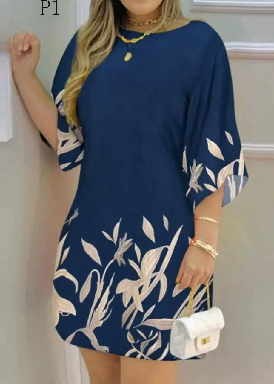 Fine Print Dress Holiday Summer Oversized Cotton