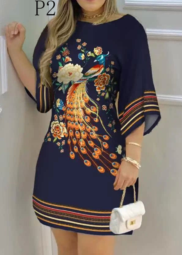 Fine Print Dress Holiday Summer Oversized Cotton