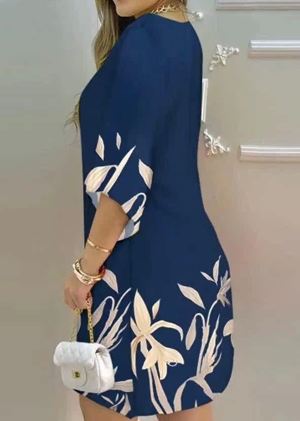 Fine Print Dress Holiday Summer Oversized Cotton