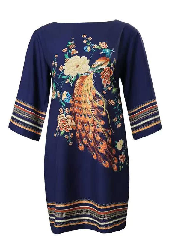 Fine Print Dress Holiday Summer Oversized Cotton