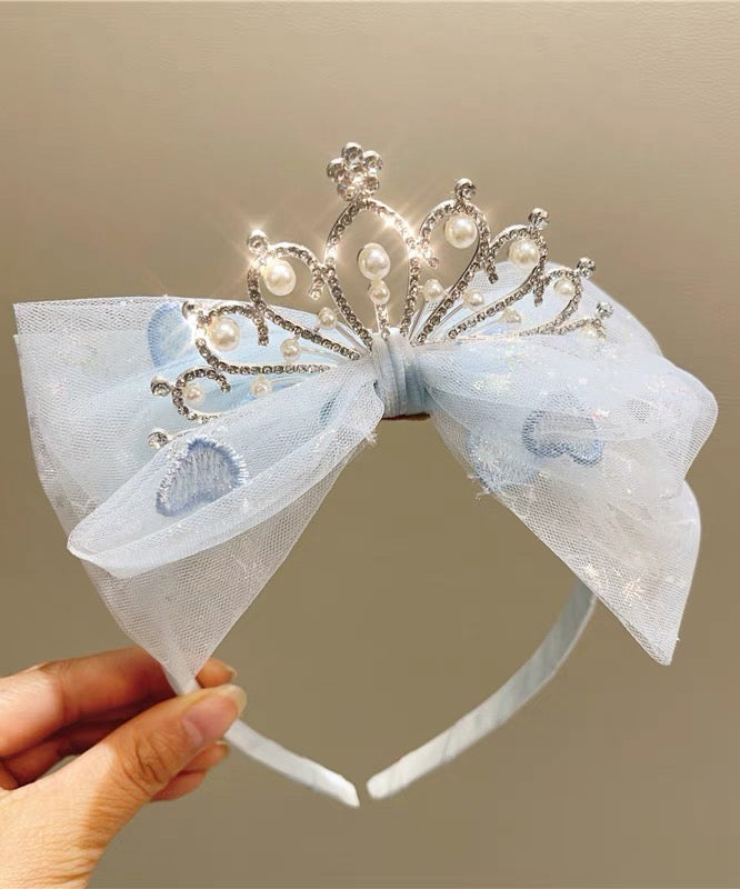 Fine Pink Tulle Patchwork Bow Pearl Zircon Girls Hairpin YG034