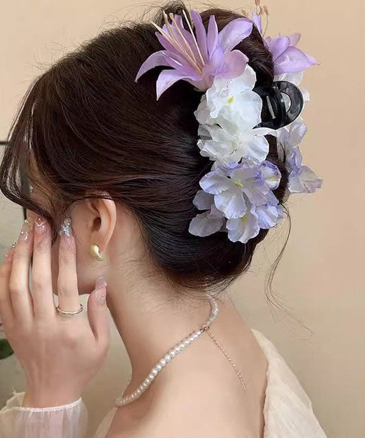 Hairpin Shark Plastic Floral Clamp Purple Fine