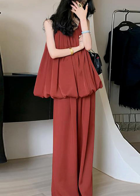 Silk Shoulder Piece Two Summer Set Fine Outfits Ice Red Cold