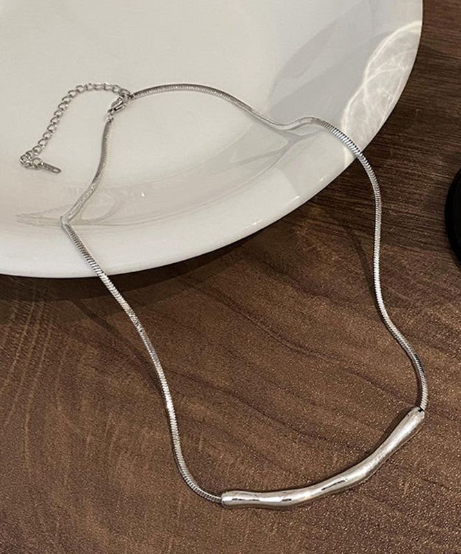 Fine Copper Necklace Asymmetrical Wrinkled Silk