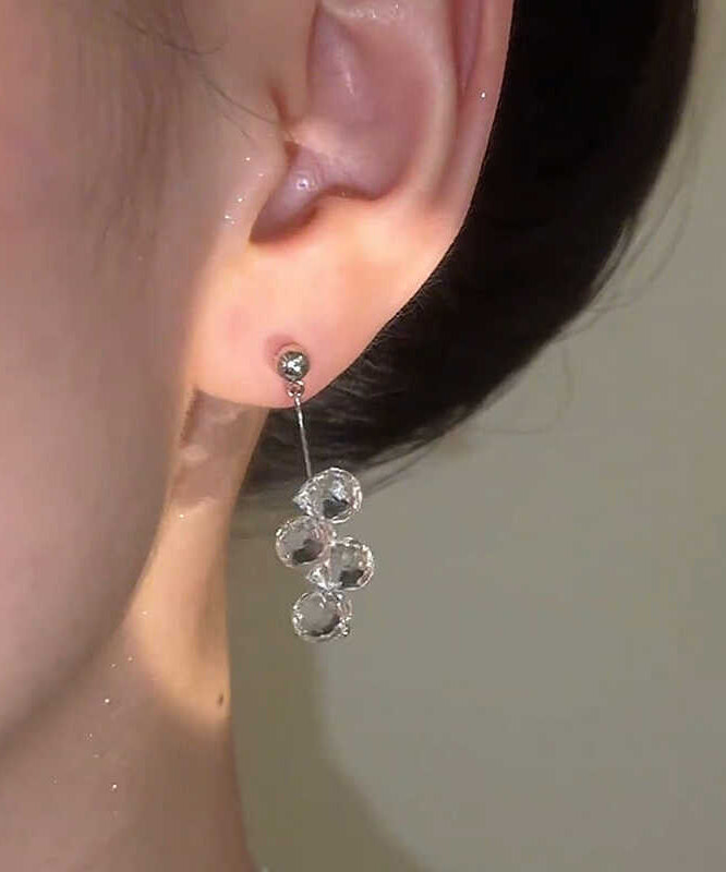 Silk Ball Copper Crystal Fine Drop Tassel Earrings