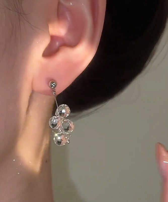 Silk Ball Copper Crystal Fine Drop Tassel Earrings